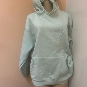 Forever 21 Light Mint Rhinestone Hoodie Sweater